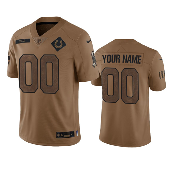 Mens Indianapolis Colts Active Player Custom 2023 Brown Salute To Service Limited Football Stitched Jersey->customized nfl jersey->Custom Jersey